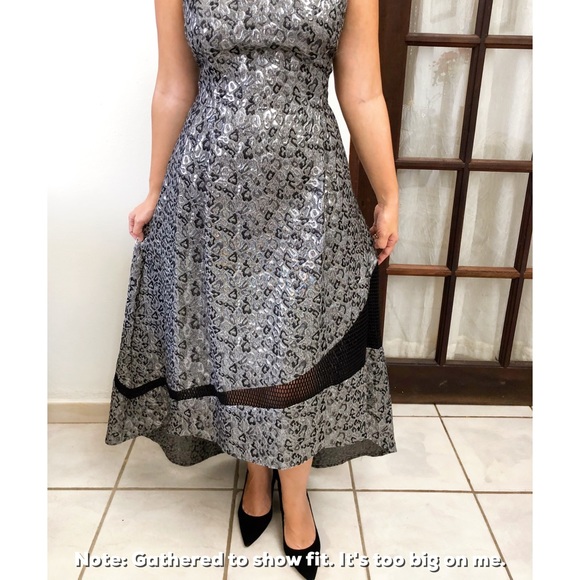 Hi-Lo Metallic Animal Print Evening Gown - Picture 3 of 7